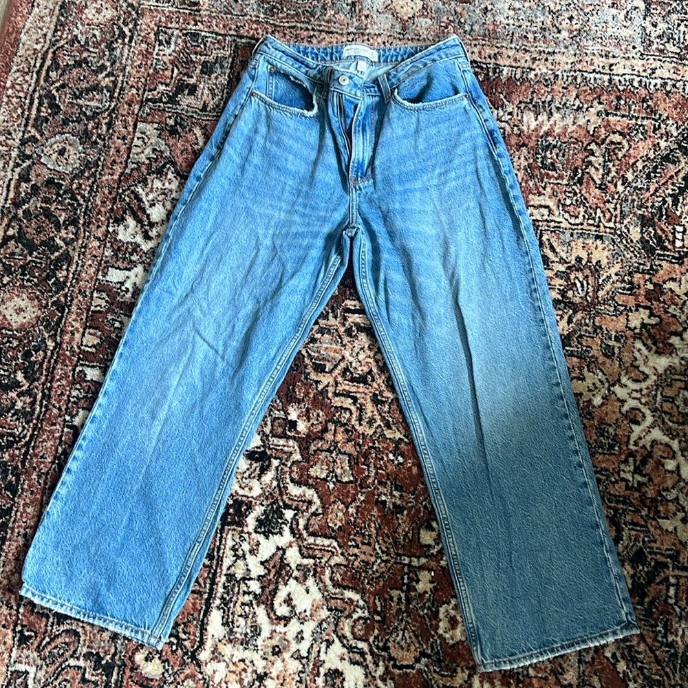 Abercrombie and Fitch Curve Love High Rise Loose Jean in Medium Wash
